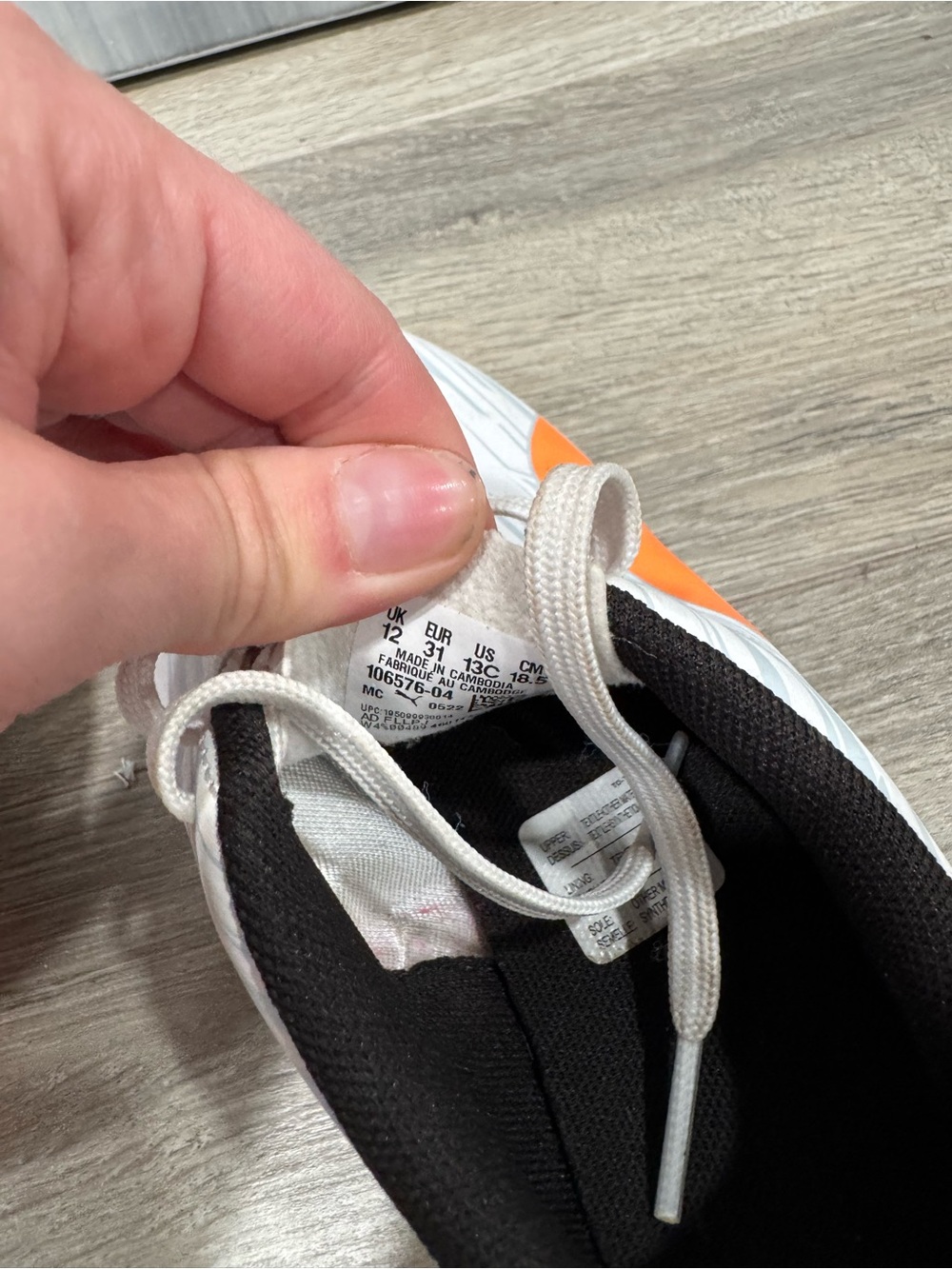 Puma White & Orange Soccer Cleats with Black Lining - Picture 5 of 5